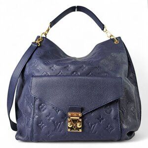 LOUIS VUITTON Metis Hobo Infini Blue Leather Monogram Shoulder Bag 2 Way Tote LV